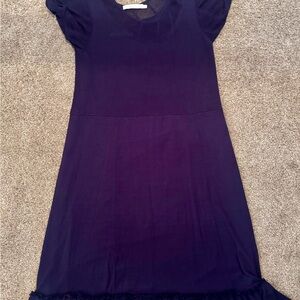 Anne Fontaine Blue Sheath Dress with Puff Cap Sleeves